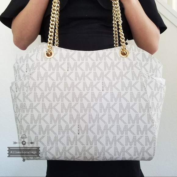 Michael Kors Large Jet Set Vanilla Chain Tote NWT - Picture 6 of 8
